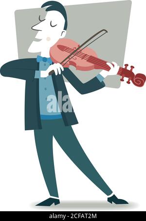 Retro style illustration of a musician playing the violin. Stock Vector