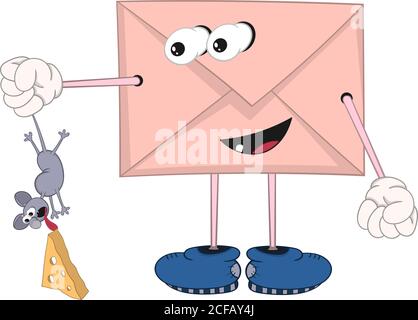 Quirky hand drawn cartoon letter and envelope Vector Image