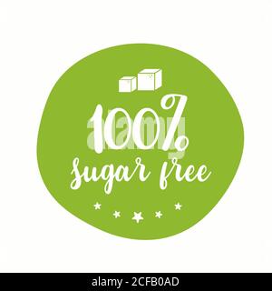 Sugar free label. Vector sugar cubes in circle icon for no sugar added product package design. Stock Vector