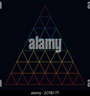 Rainbow triangle consisting of many small triangles, composed of Stock Vector