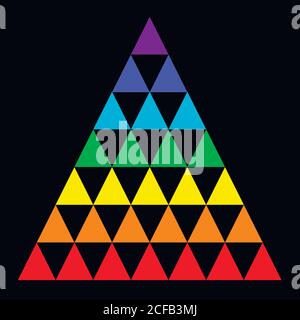 Rainbow triangle consisting of many small triangles, composed of Stock Vector