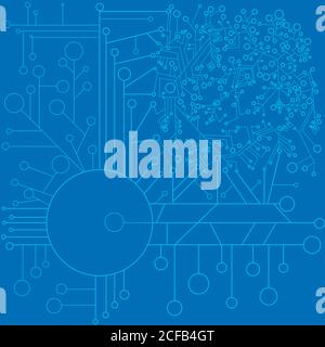 Abstract graphic monochrome of lines and circles in the form of Stock Vector