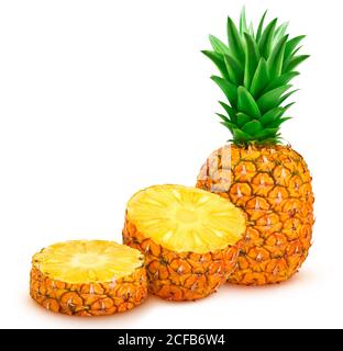 Pineapple fruit isolated on white background Stock Photo