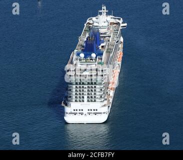 Some of the World's leading Ocean going cruise liners have been moored in Weymouth Bay, near Portland, during the 2020 Covid Pandemic. Stock Photo