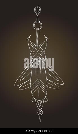Fantastic, cyber mechanical insect, isolated. Stock Vector