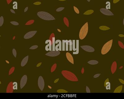 Autumn leaves seamless pattern. Falling leaves, leaf fall. Background for surfaces, printing on paper and fabric. Vector illustration Stock Vector