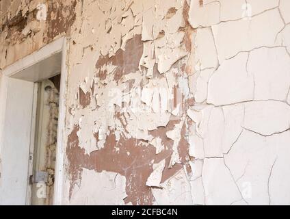 Flood damaged wall and ceiling Stock Photo