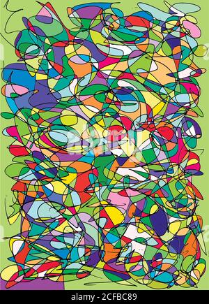 Scribbles abstract multicolored pattern, stained glass backgroun Stock Vector