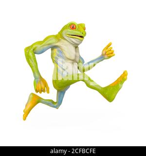 frog is running, 3d illustration Stock Photo