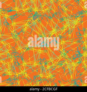 Doodle decorative seamless pattern, turquoise yellow gradient on Stock Vector