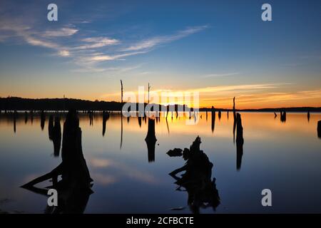 Sunrise on the lake Stock Photo