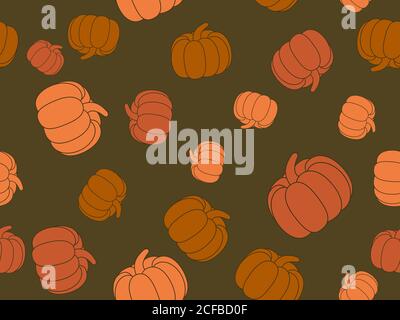 Pumpkins seamless pattern. Autumn  background for wrapping paper, print, fabric and printing. Vector illustration Stock Vector