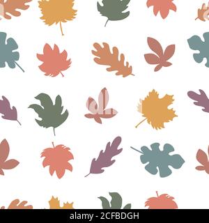 Seamless pattern, multicolored autumn leaves on a white background in vector graphics. For the decorating wrapping paper, prints on clothes, textiles Stock Vector