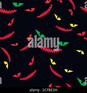 Predatory, toothy smiles of monsters watching from the dark, spa Stock Vector