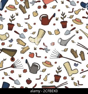 Multicolored garden seamless pattern, decorative background with Stock Vector