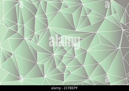 Decorative abstract background, white contour triangles, green s Stock Vector