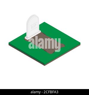 Vector gravestones Isometric icon on white background Stock Vector