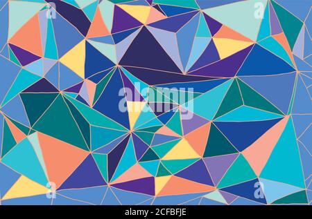 Bright abstract hand drawing background, many multicolored trian Stock Vector
