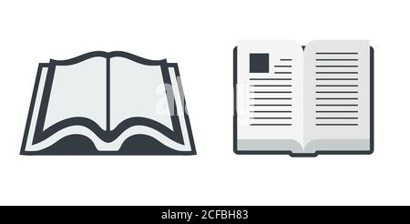 Vector open book icon in a flat style isolated on white background. Stock Vector