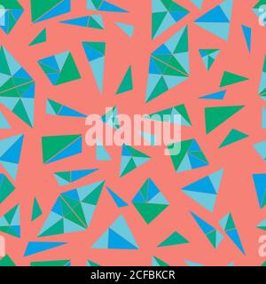 Bright,geometric pattern of many small triangles in blue color, Stock Vector