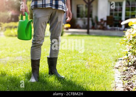 Mature man working in the garden Stock Photo