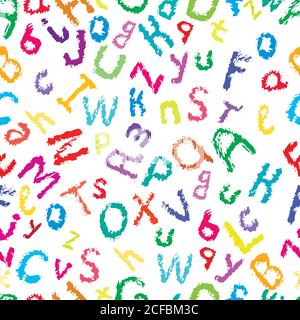 Hand drawing decorative English alphabet, cartoon style sketch, Stock Vector