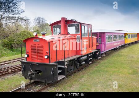 Colorful island railway, Langeoog, East Frisian Islands Stock Photo