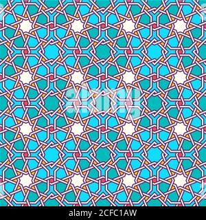 Intricate moorish eastern pattern. Seamless vector background. Plain colors - easy to recolor. Stock Vector