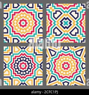 Abstract geometric tile for seamless background - crazy colorful lines. Vector illustration. Stock Vector