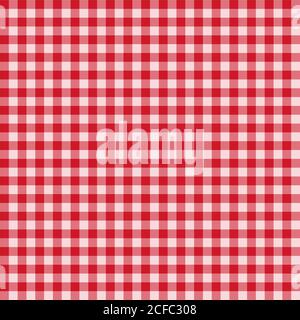 Traditional Gingham pattern in red color. Seamless checkered vector pattern. Abstract geometric background. Stock Vector