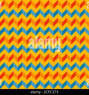 Abstract chevron geometric pattern. Random colored swatches. Seamless vector background. Five colors only  - easy to recolor.. Stock Vector