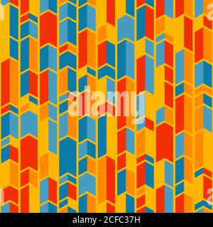 Abstract chevron geometric pattern. Random colored swatches. Seamless vector background. Five colors only  - easy to recolor.. Stock Vector