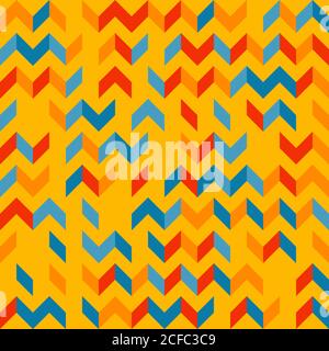 Abstract chevron geometric pattern. Random colored swatches. Seamless vector background. Five colors only  - easy to recolor.. Stock Vector