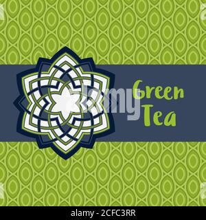 Bright greeting card with Lotus flower. Abstract blue background. Stylized lotus flower icon. Vector illustration. Blue floral pattern background. Sam Stock Vector