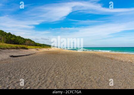 Shoreline of Lake Michigan on a beautiful Summer morning.  Indiana Dunes National Park, Indiana, USA Stock Photo