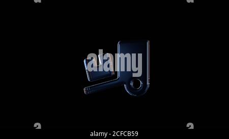 3d rendering glass symbol of truck loading isolated on black background with light blue and orange reflection