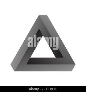 Penrose triangle, Impossible geometric element, 3d Vector illustration Stock Vector