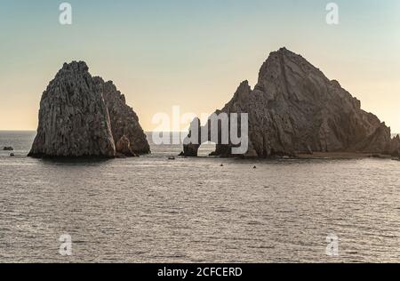 Cabo San Lucas, Mexico - November 23, 2008: El Arco or the Arch rock formation in Pacific Ocean off lands end at Cabo San Lucas during twilight during Stock Photo