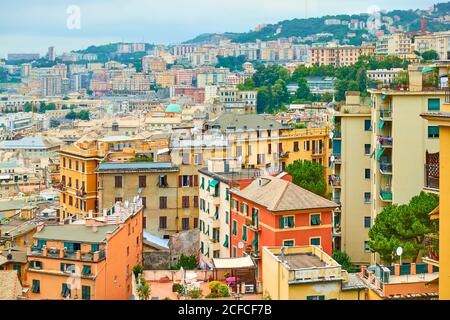 View of Castelletto district in Genoa city, Genova, Italy Stock Photo