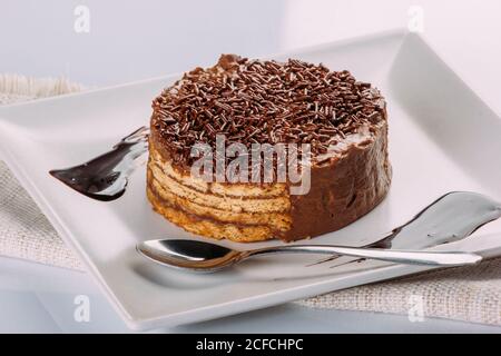 Appetizing chocolate cake ready to eat Stock Photo