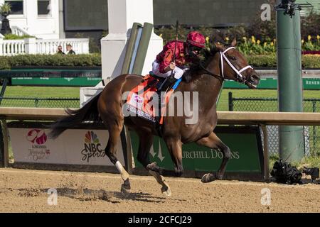 Louisville, United States. 04th Sep, 2020. Shedaresthedevil crosses the finish to win the 146th running of the Kentucky Oaks at Churchill Downs on September 4, 2020 in Louisville, Kentucky. Photo by Michelle Haas Hutchins/UPI Credit: UPI/Alamy Live News Stock Photo