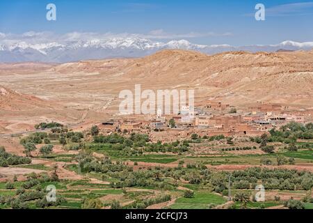 Atlas Mountains, Morocco, neighbouring village to Ait Benhaddou, desert, architecture, traditional Stock Photo