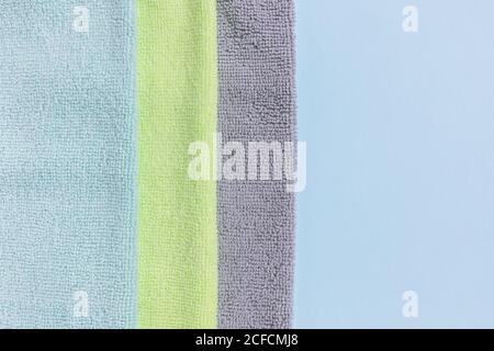 Three new microfiber cloth for cleaning and dusting Stock Photo