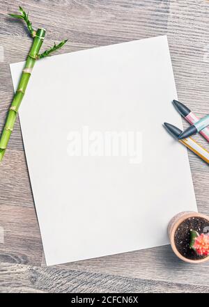 Blank sheet on the table Stock Photo