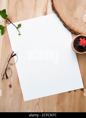 Blank sheet on the table Stock Photo
