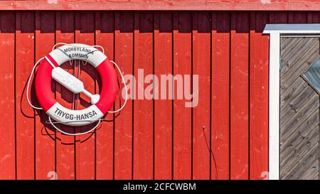 Red house wall, filling the picture Stock Photo