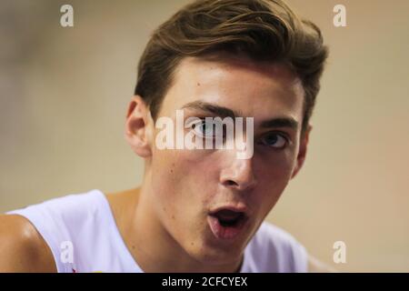 Brussels, Belgium. 4th Sep, 2020. Sweden's Armand Duplantis reacts during the Pole Vault Men at the Diamond League Memorial Van Damme athletics event at the King Baudouin stadium in Brussels, Belgium, Sept. 4, 2020. Credit: Zheng Huansong/Xinhua/Alamy Live News Stock Photo