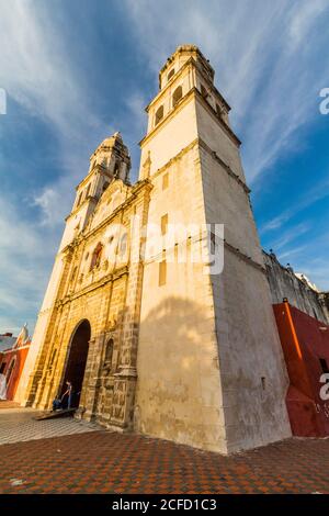 Campeche Cathedral on Plaza de la Independencia, Yucatan Peninsula, Mexico Stock Photo