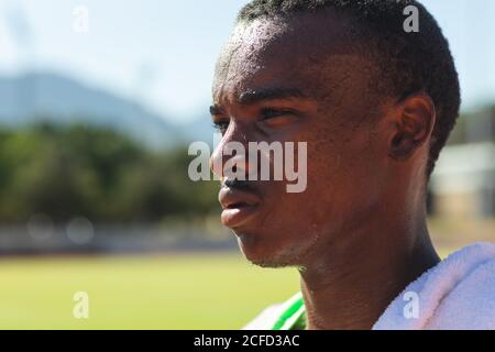 Close up view of male athlete Stock Photo