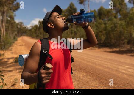Disabled male drinking water Stock Photo